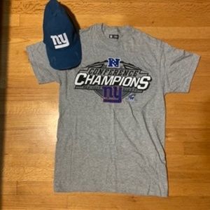 NFL New York Giants Playoffs Men's Medium T-shirt and Retro Style Hat